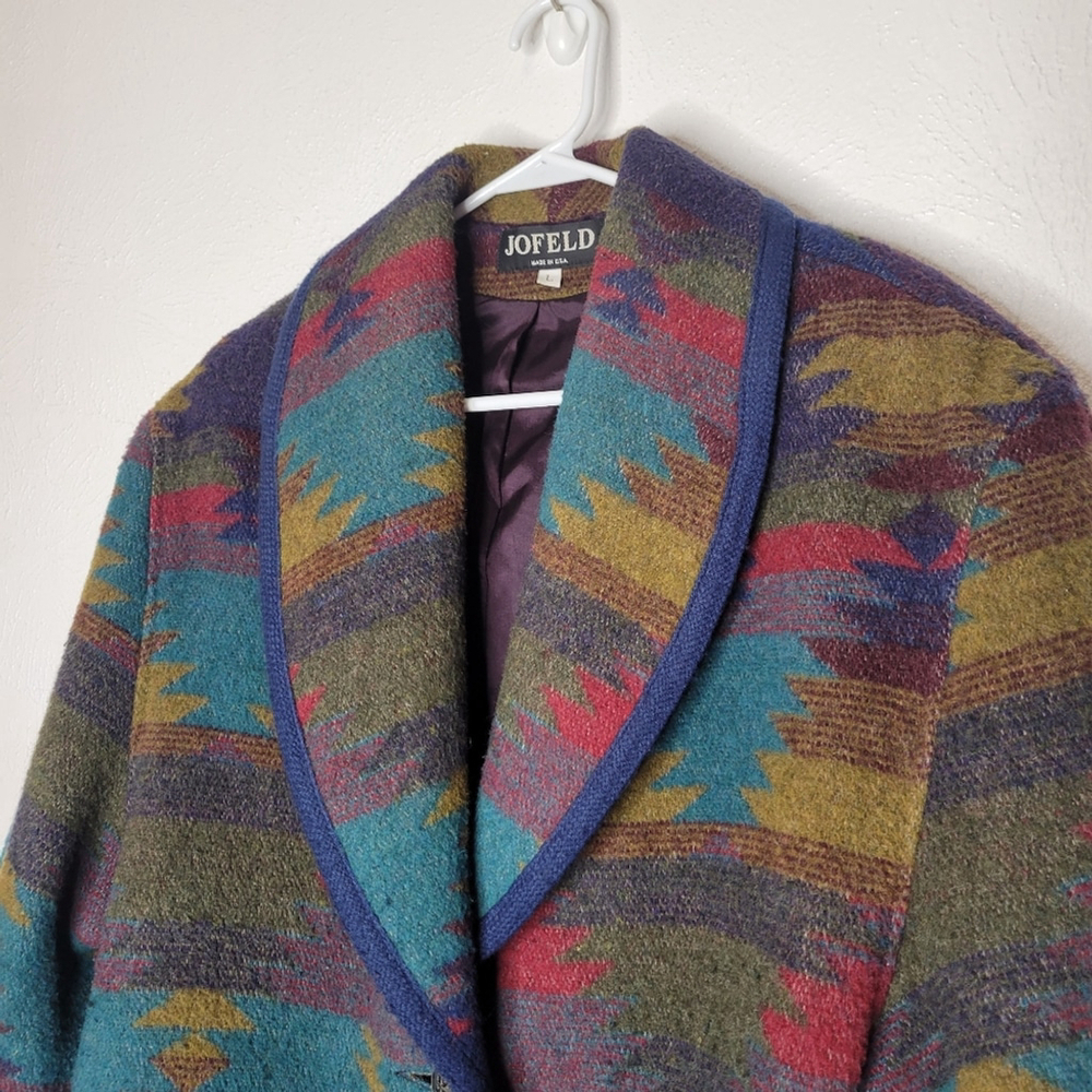 Vintage Wool Blend Aztec Print Jacket Women's Size Large - Picture 4 of 8